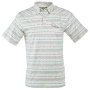 Mens Geo Print Stripe Pearl Snap Polo