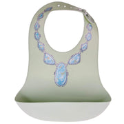 Green Bib with Blue Lariat Print