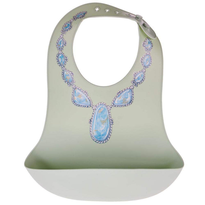 Green Bib with Blue Lariat Print