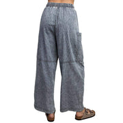 Womens Stonewashed Pinstripe Wide Leg Pants