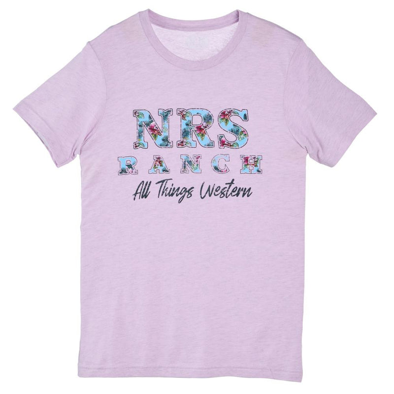 NRS Ranch All Things Western Floral Logo Lilac Tee
