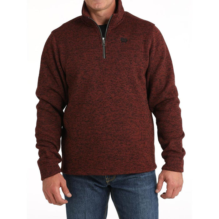 Mens Burgundy 1/4 Zip Sweater