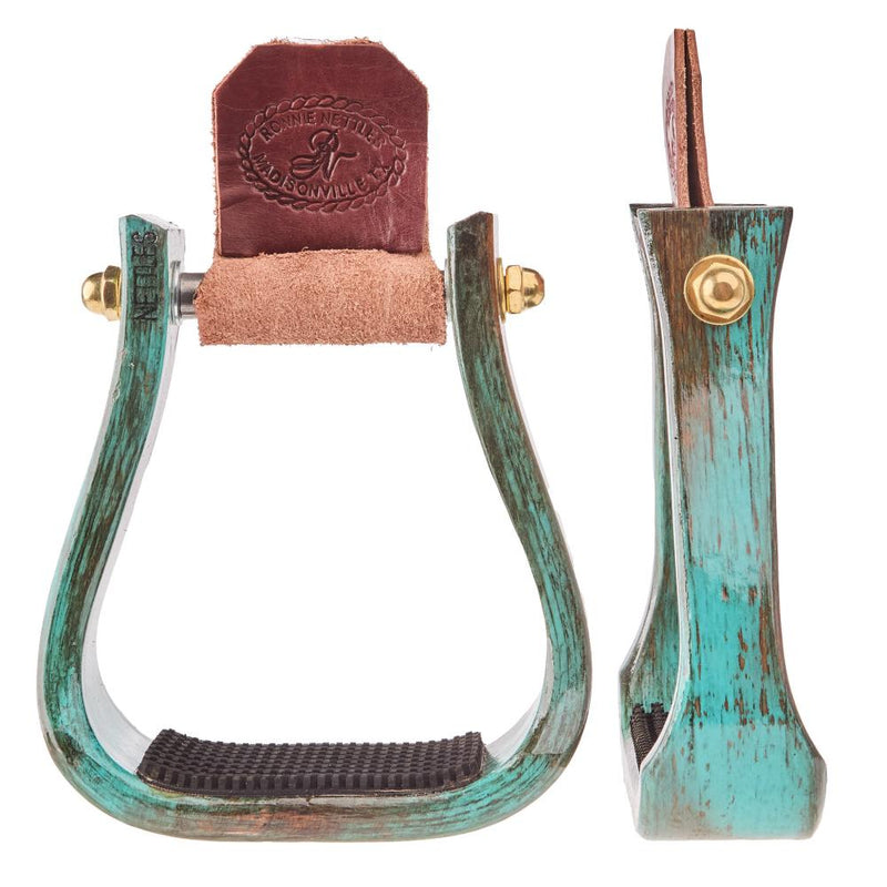 2" Distressed Turquoise Barrel Racing Stirrup