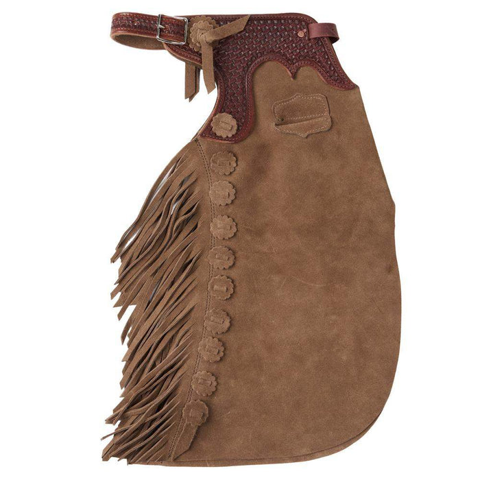 Tooled Basket Stamp Yoke Saddle Brown 4-5T Youth Chaps