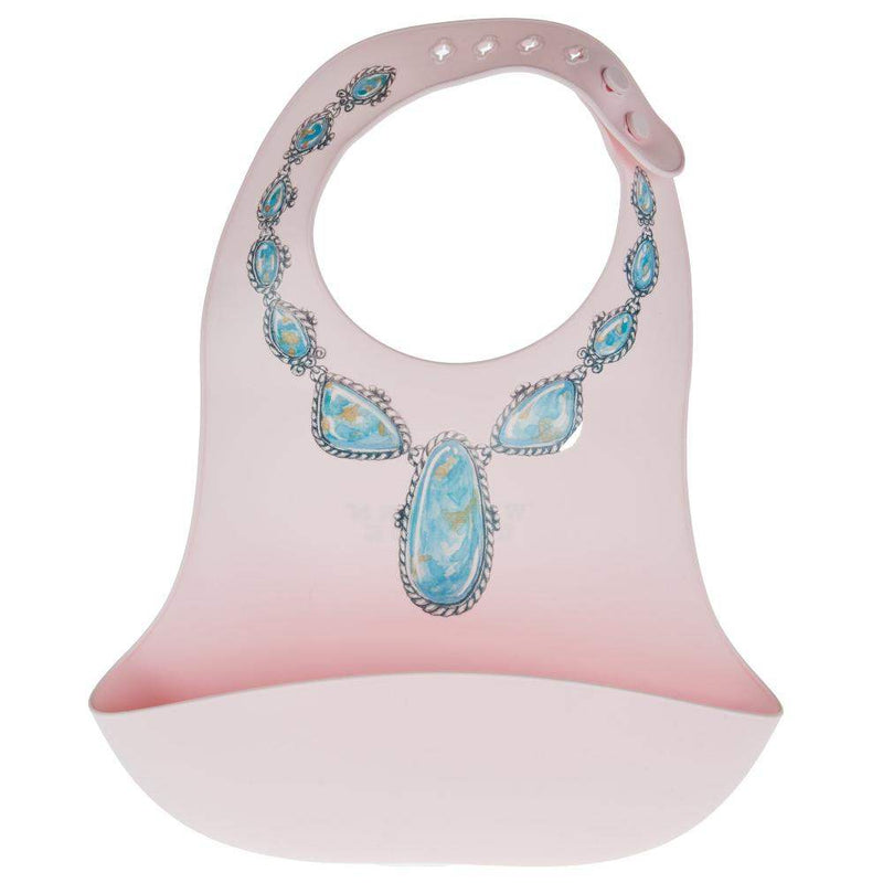 Pink Bib with Blue Lariat Print