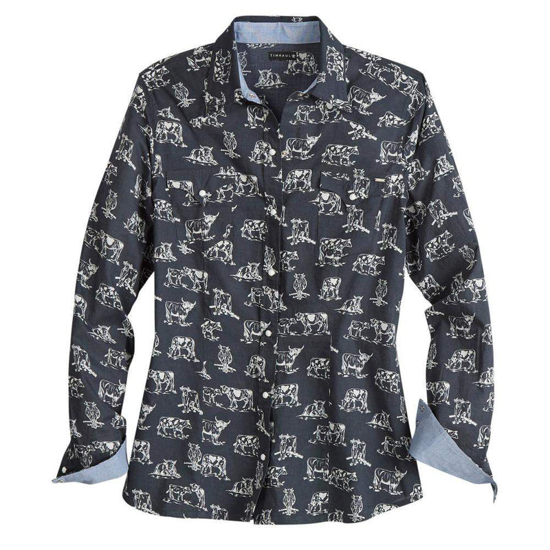 Womens Cow Toile Snap Shirt
