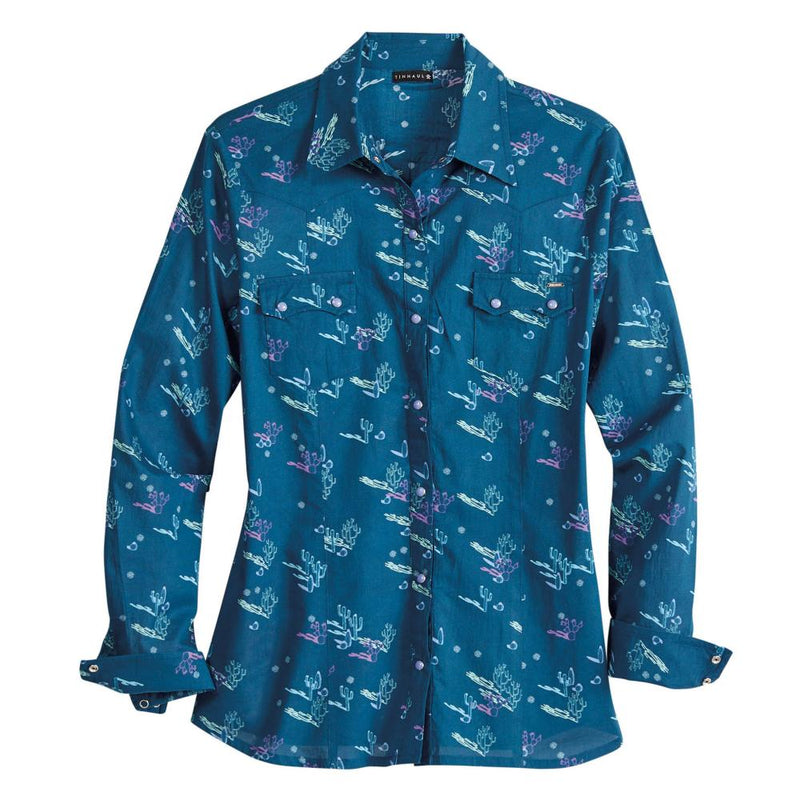 Womens Cactus Print Snap Shirt