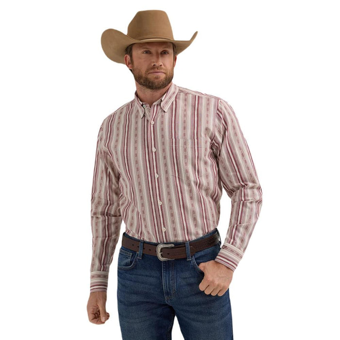 Men's Cody Johnson Burgundy Stripe Button Down Shirt