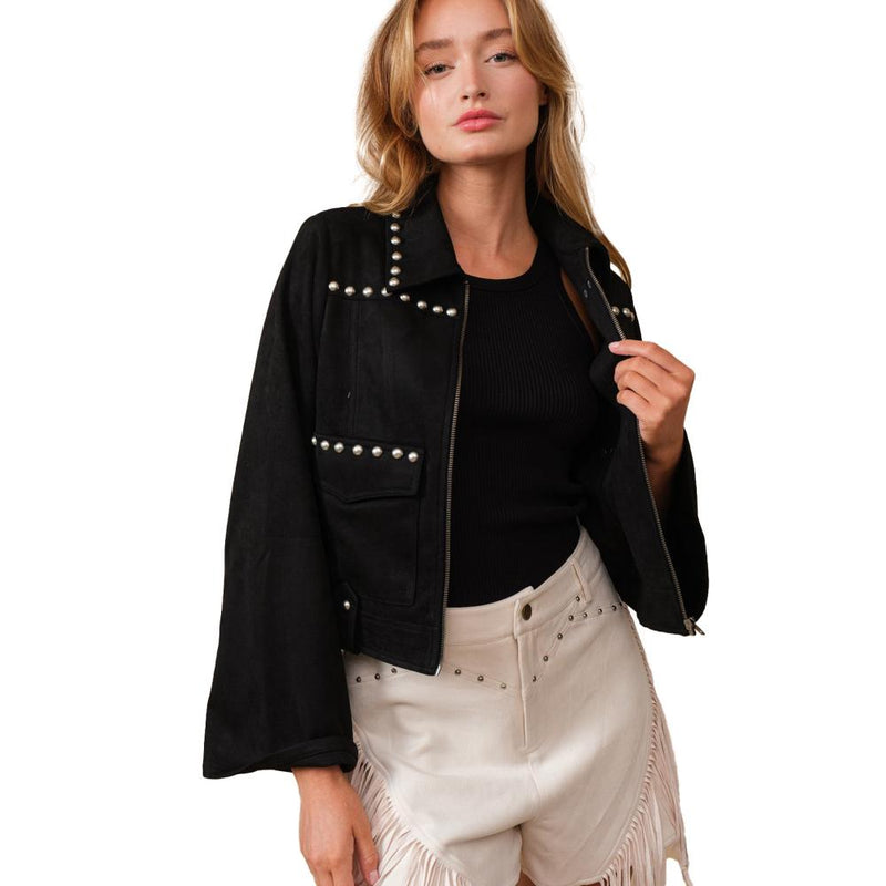 Womens Black Studded Jacket
