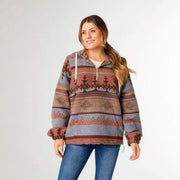 Women's Liona Blue/Taupe Aztec Pullover