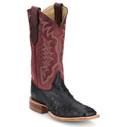 Men's Chisolm Black Full Quill Ostrich 13in Salsa Red Cowhide Top