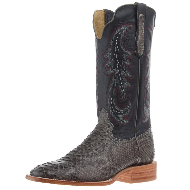Men`s Grey Sueded Black Cut Python 11In Deep Pacific Top Cowboy Boot