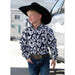 Boys Navy Floral Print Button Shirt