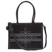 Black Suede Boot Stitch Tote