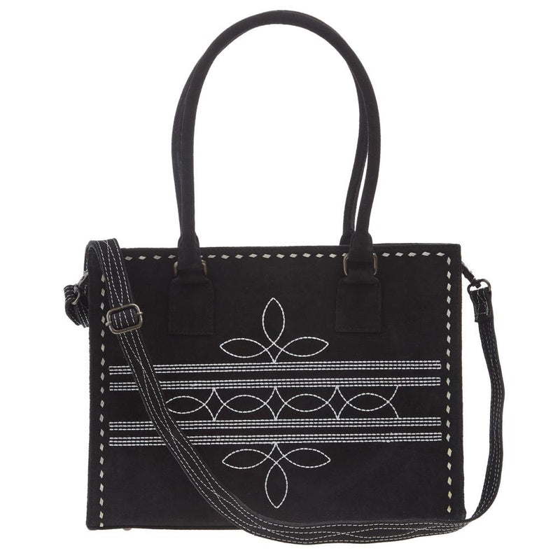Black Suede Boot Stitch Tote