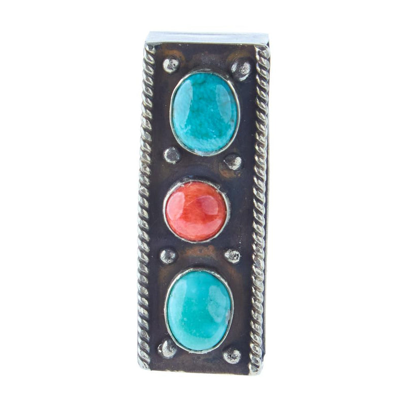 Turquoise and Coral Belt Keeper