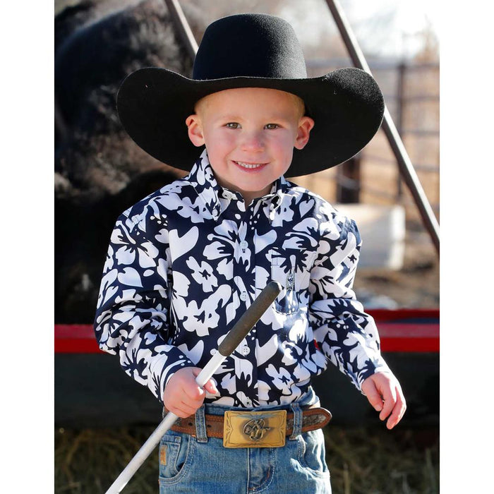 トップス c-boy style Slow Flow (No.53) Cinch Baby Boys Navy Floral Print Shirt