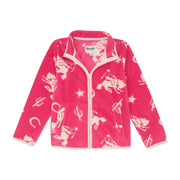 Girls Pink Fleece Rodeo Print Jacket