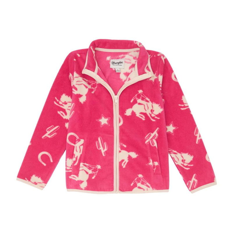 Girls Pink Fleece Rodeo Print Jacket