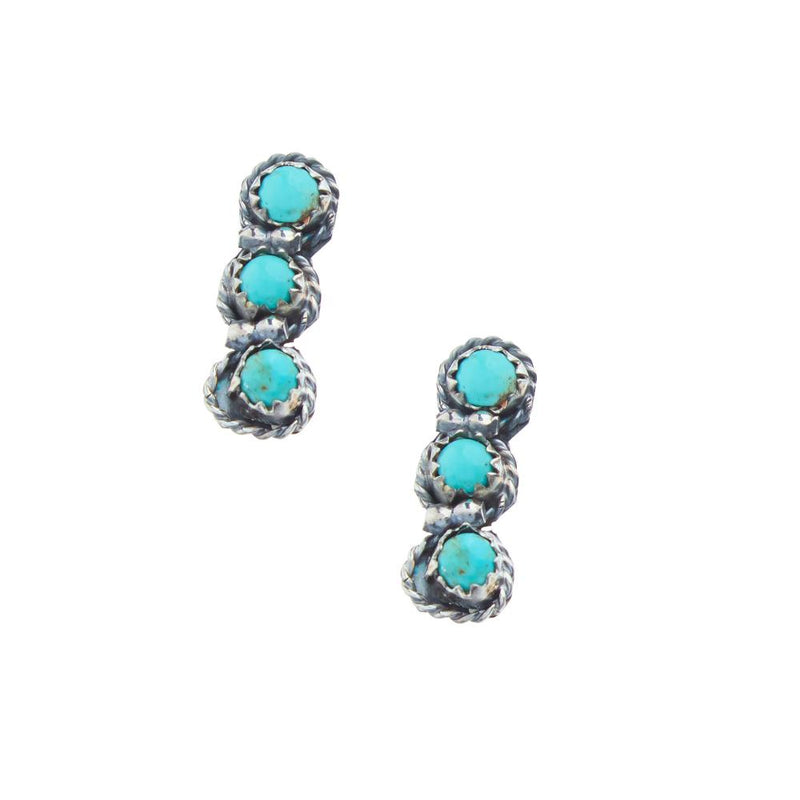Three Turquoise Stone Bar Earrings