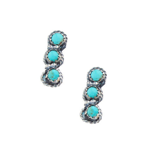 Three Turquoise Stone Bar Earrings
