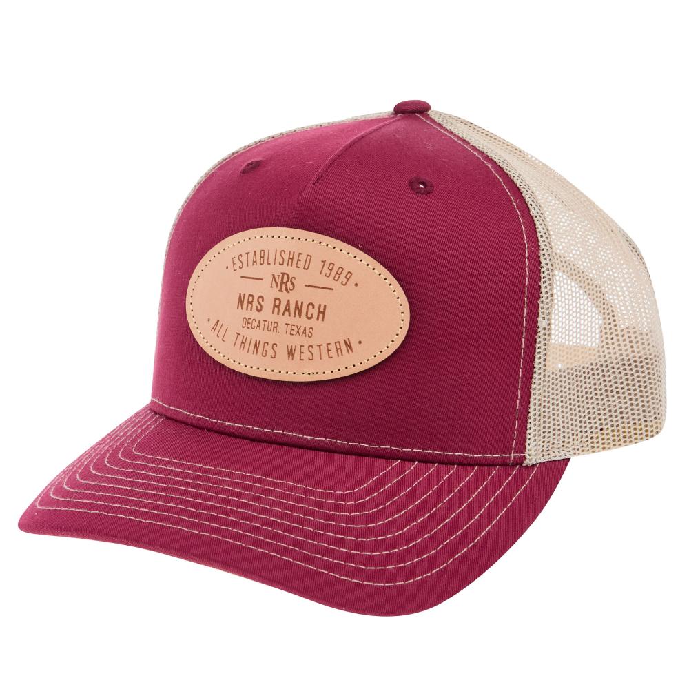 NRS Ranch Leather Patch Cardinal/Tan Cap