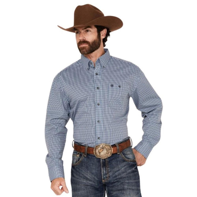 Men's Blue Stripe Classic L/S Shirt