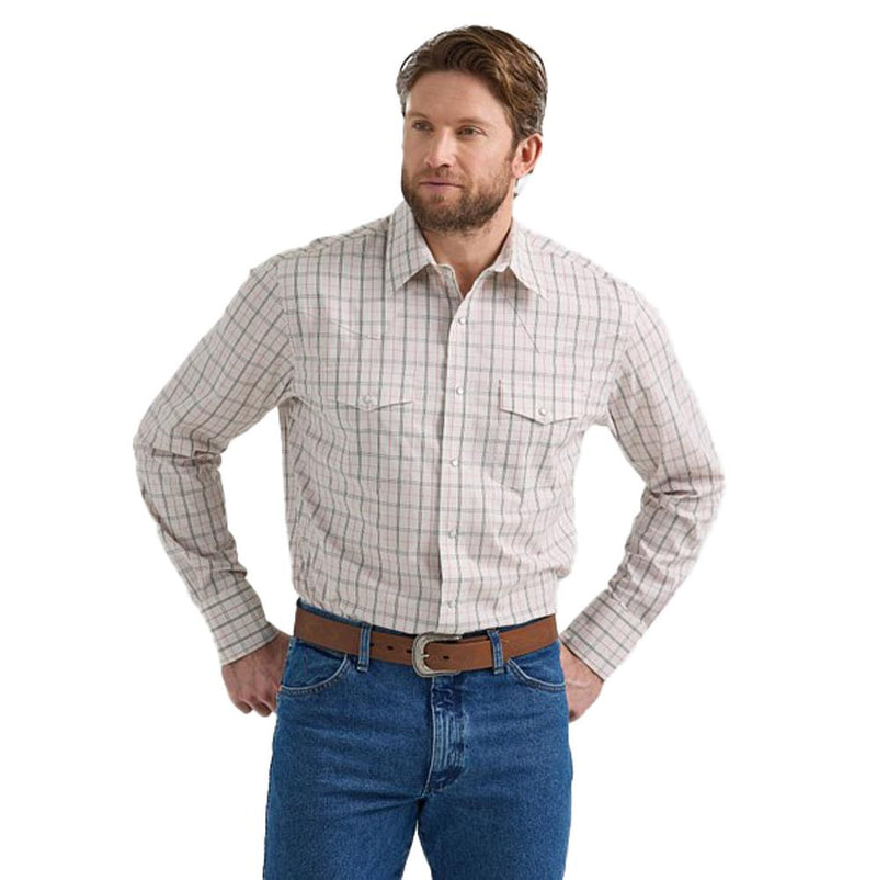 Men's Wrinkle Resist Rosy Long Sleeve Western Snap Plaid Shirt