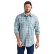 Men's Baltic Blue Wrinkle Resist Long Sleeve Western Snap Plaid Shirt