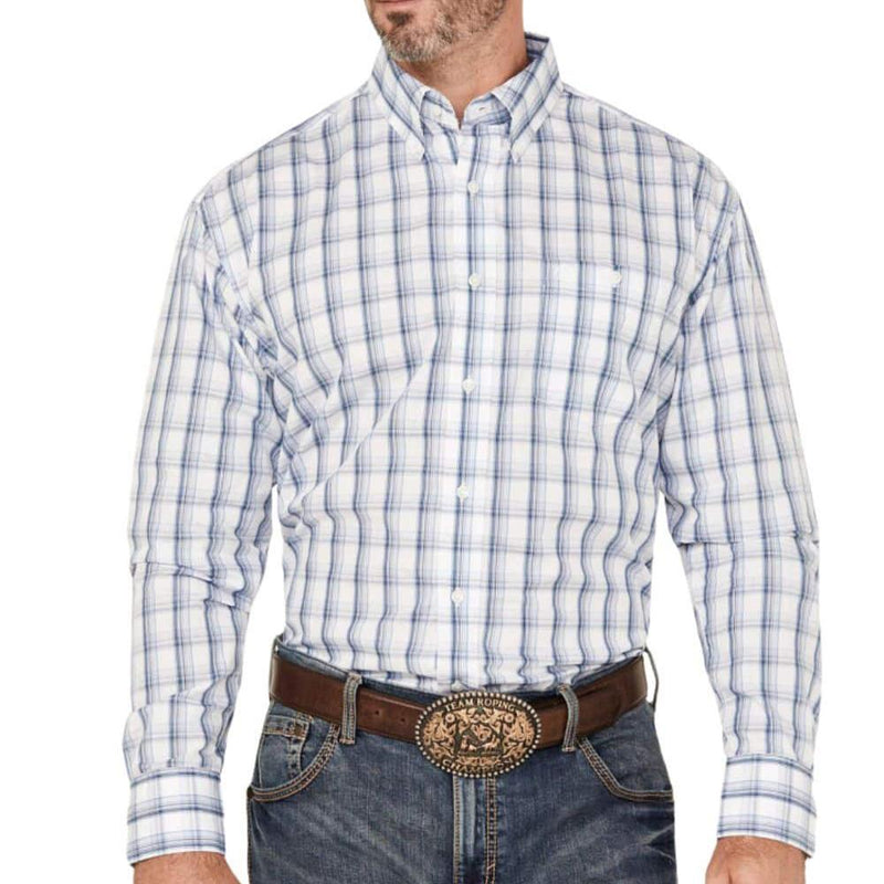 Men's Blue Plaid Classic Long Sleeve Shirt