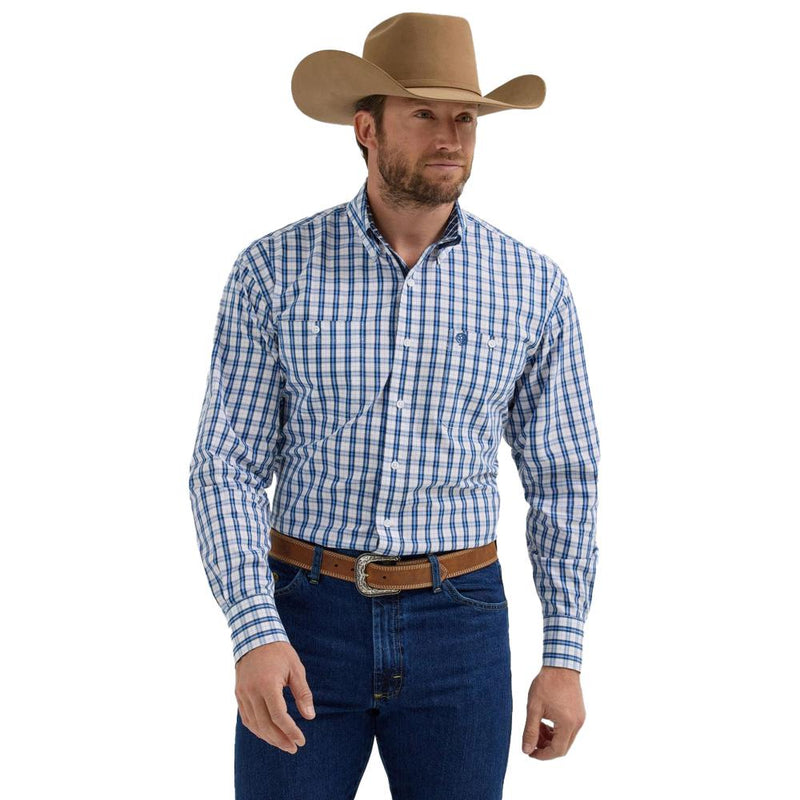 George Strait White Blue Plaid Shirt