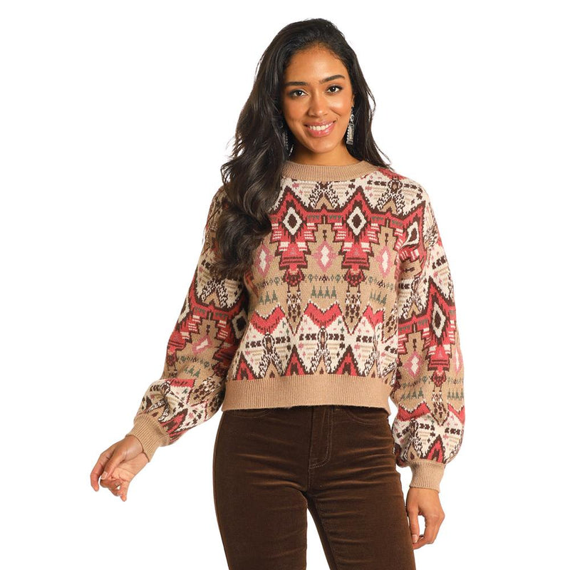 n Womens Rose Aztec Sherpa Shacket
