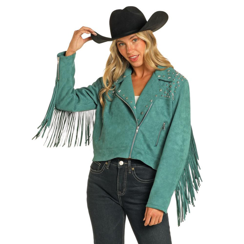 Women's Evergreen Fringe Moto Jacket