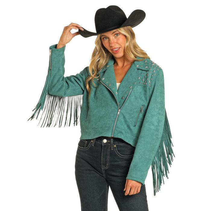 Women's Evergreen Fringe Moto Jacket