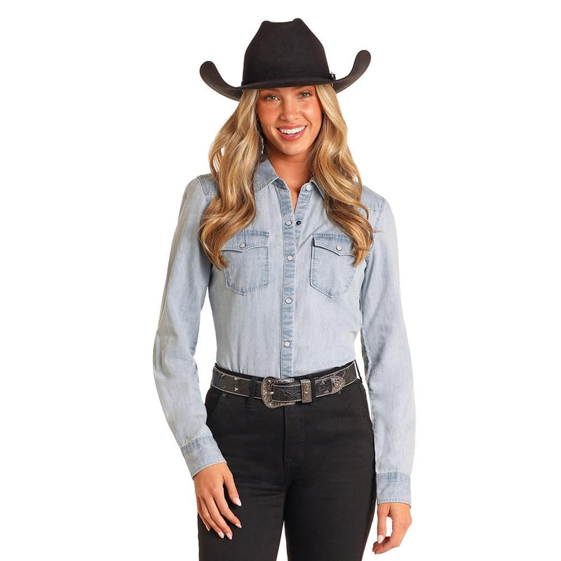 and Women's Denim Snap Shirt