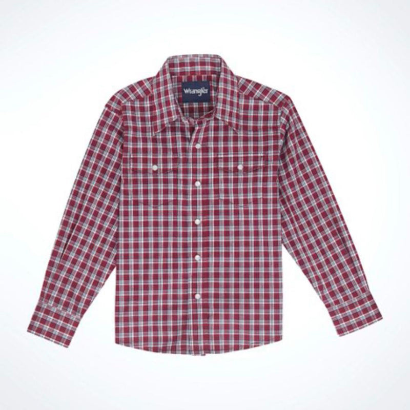 Boys Red Plaid Wrinkle Resist Shirt