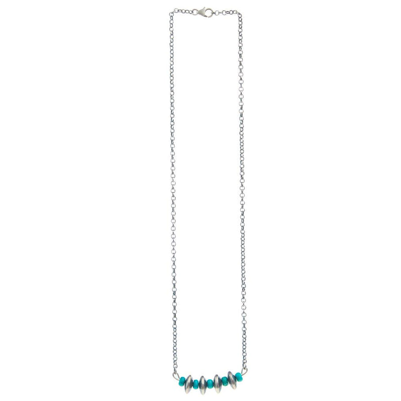 Navajo Pearl and Turquoise Bead Chain Necklace