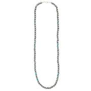 22" 6mm Navajo Pearl and Turquoise Necklace