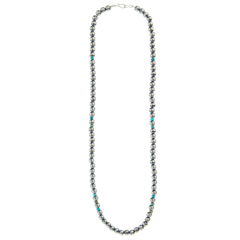 22" 6mm Navajo Pearl and Turquoise Necklace