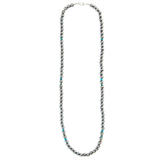 22" 6mm Navajo Pearl and Turquoise Necklace