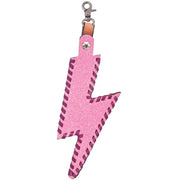 Pink Glitter Lightening Bolt Saddle Charm