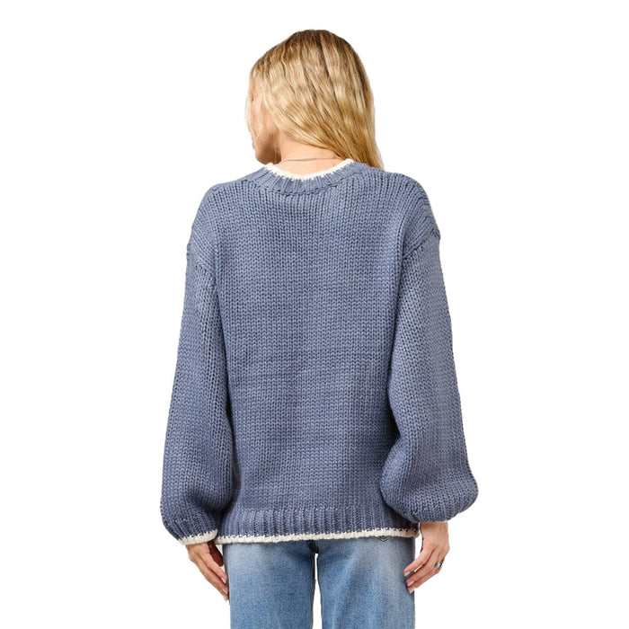 Blue B Women's Navy Bow Embroidered Sweater