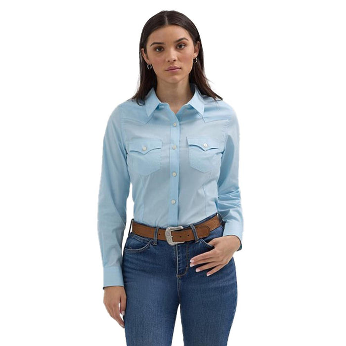Wrangler Women's Western Blue Button Down Shirt
