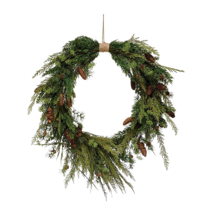 Faux Pine with Pinecones Wreath