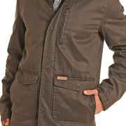 Brown Oil Skin Jacket w/Corduroy Trim