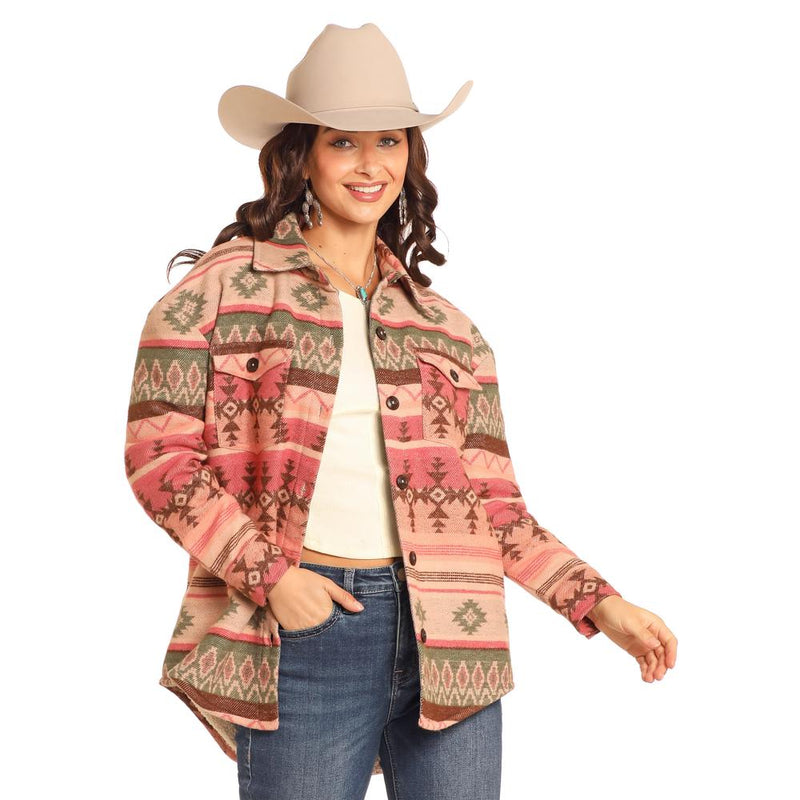 and Pink Aztec Shacket