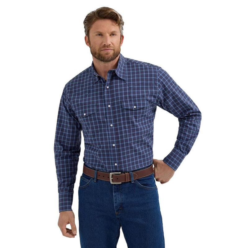 Men's Wrinkle Resist Long Sleeve Western Snap Plaid Shirt
