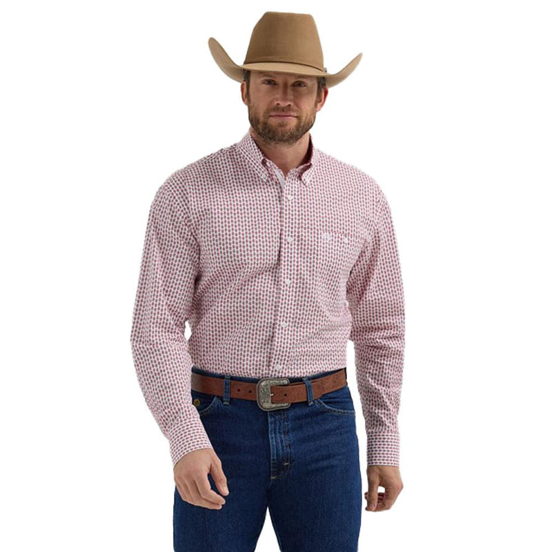 George Strait White Red Print Shirt