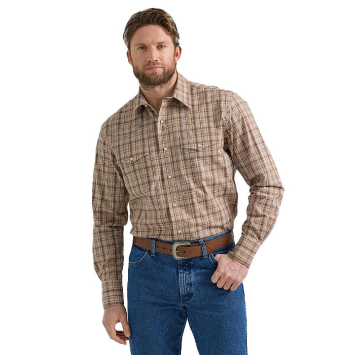 Men's Wrinkle Resist Long Sleeve Western Snap Plaid Shirt