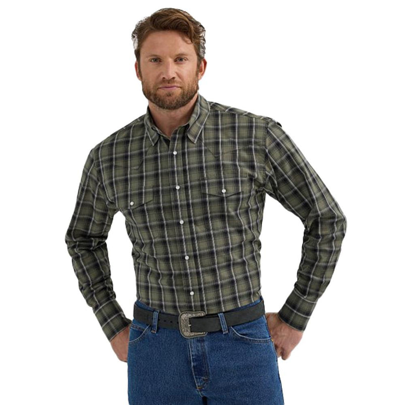 Men's Wrinkle Resist Long Sleeve Western Snap Plaid Shirt